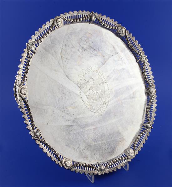 A George III silver circular salver by John Cox, 52 oz.